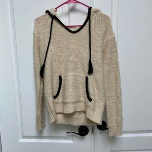 Cream sweater with fleece lines hood